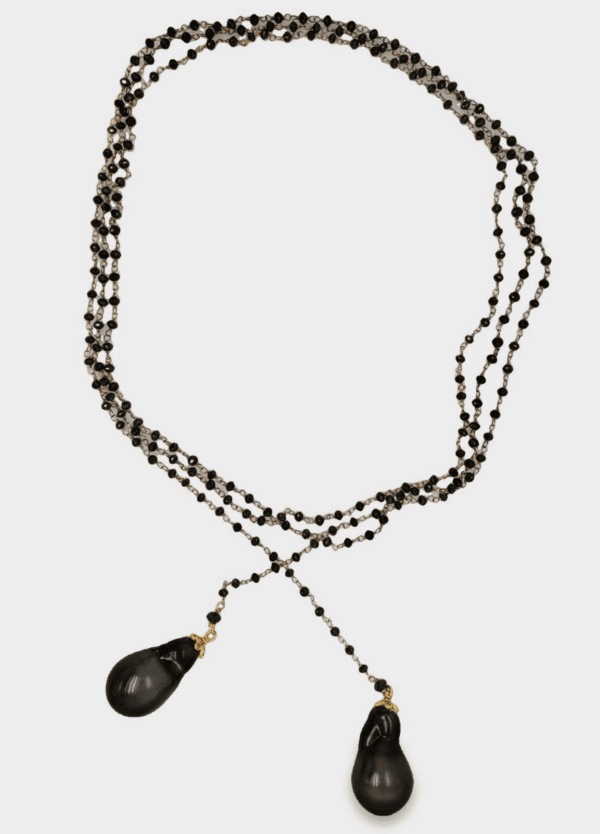 Black Diamond & Tahitian Pearl Lariat Necklace
