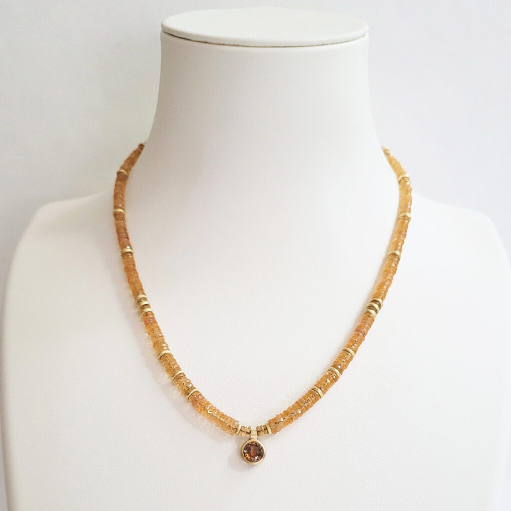 Orange Montana Sapphires & 18kt Yellow Gold Necklace