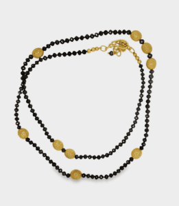 Black Diamond & Yellow Gold Beads Necklace