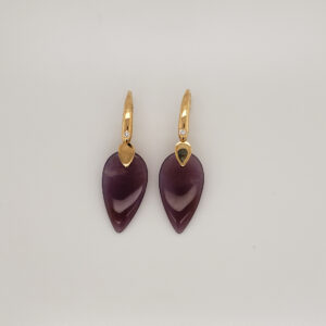 Carved Purple Agate on 18kt Yellow Gold & Diamond Findings