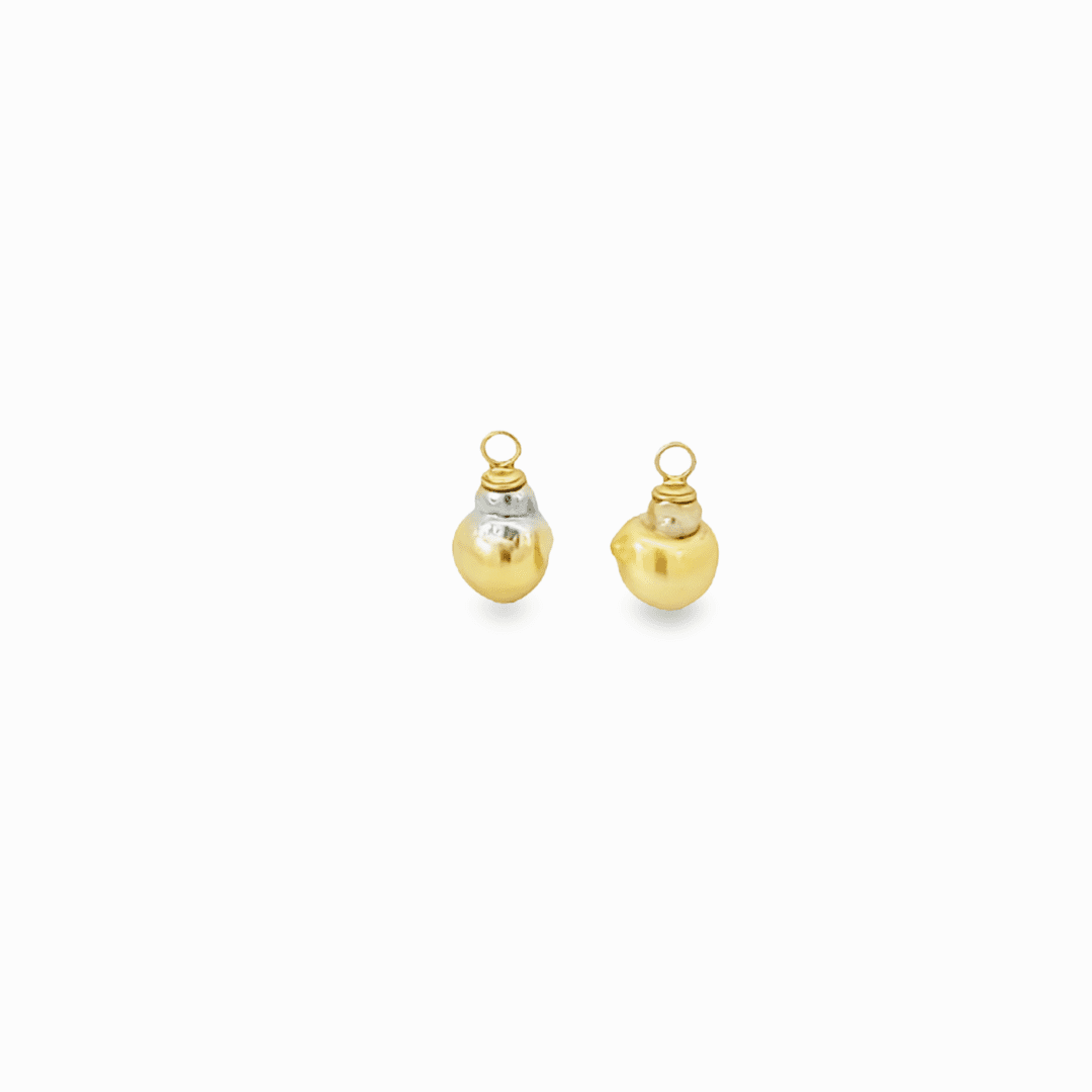 12.5mm x 16.5mm Baroque Golden South Sea Pearl & 18kt Yellow Gold Jackets