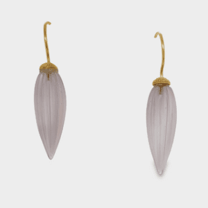 Hand Carved Amethyst drops on 18kt Yellow Gold findings