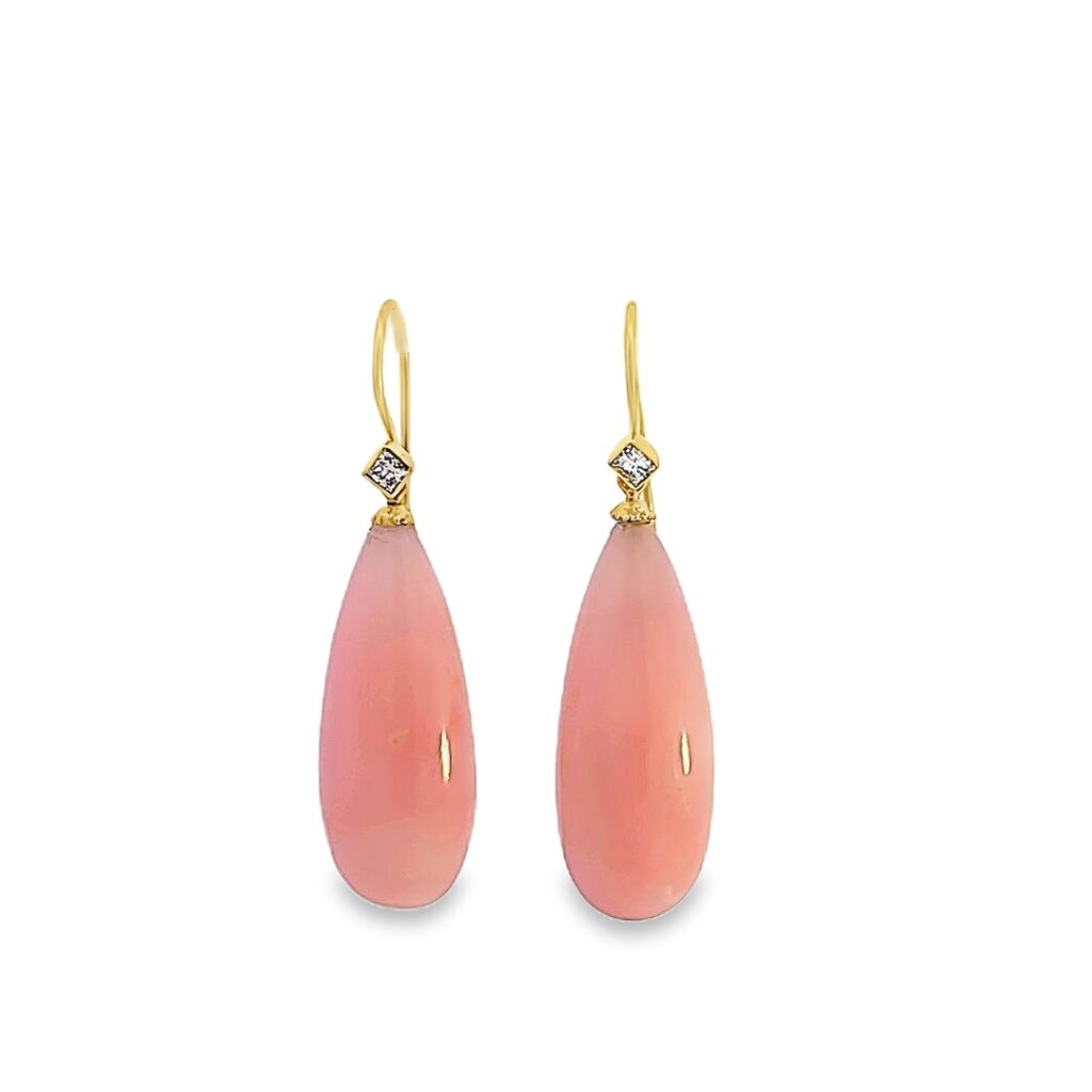 Peruvian Opal Drops on 18kt Yellow Gold & Diamond Wire