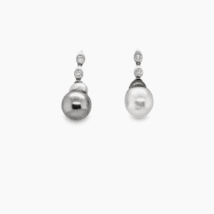 Tahitian Twin Pearls & 18kt White Gold & Diamond Findings