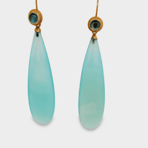 Light Blue Chalcedony Drops on 18kt Yellow Gold