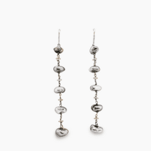 Silver Keshi Pearls and Diamond Earring on 18kt White Gold