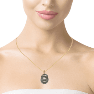 Silver Tahitian Pearl on 18kt Yellow Gold and Diamond Cap