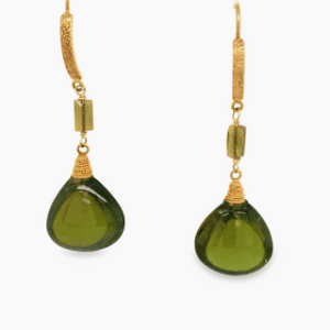 Olive Green Tsavorite Drops on 18kt Yellow Gold Findings