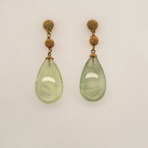 Green Prenite Drops on Cast 18kt Yellow Gold Findings