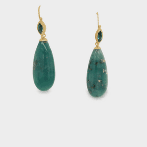 Emerald Drops on 18kt Yellow Gold Wires with Tsavorite Stones