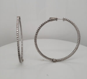 14kt White Gold & 2 Inch Securehinge Hoop Earring (2.06tcw)