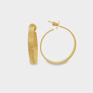 18kt Yellow Gold & Inside Out Diamond Hoops