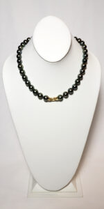 10-12mm Dark Pistachio Tahitian Pearls with 18kt Yellow Gold Clasp