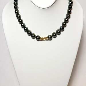 10-12mm Dark Pistachio Tahitian Pearls with 18kt Yellow Gold Clasp