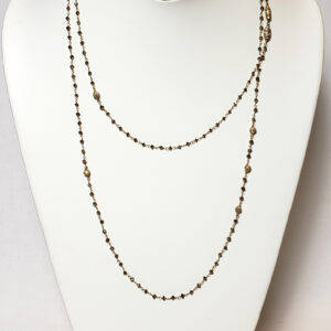 44" 14kt Yellow Gold Beads on 18kt Yellow Gold Champagne Diamond