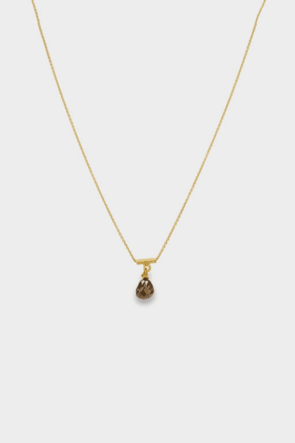 Cognac Diamond Briolette on 18kt Yellow Gold Bail and Chain