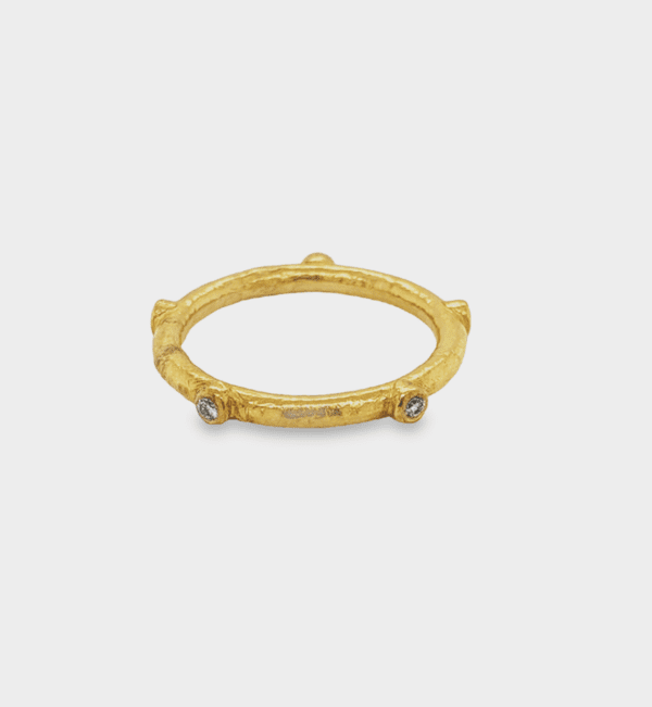 24kt Yellow Gold Ring with 6 Diamonds