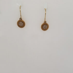 18kt Yellow Gold and Diamond Disk Drop Earrings