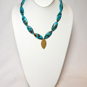 Kingsman Turquoise with 18kt Yellow Gold Clasp & Diamond Pendant