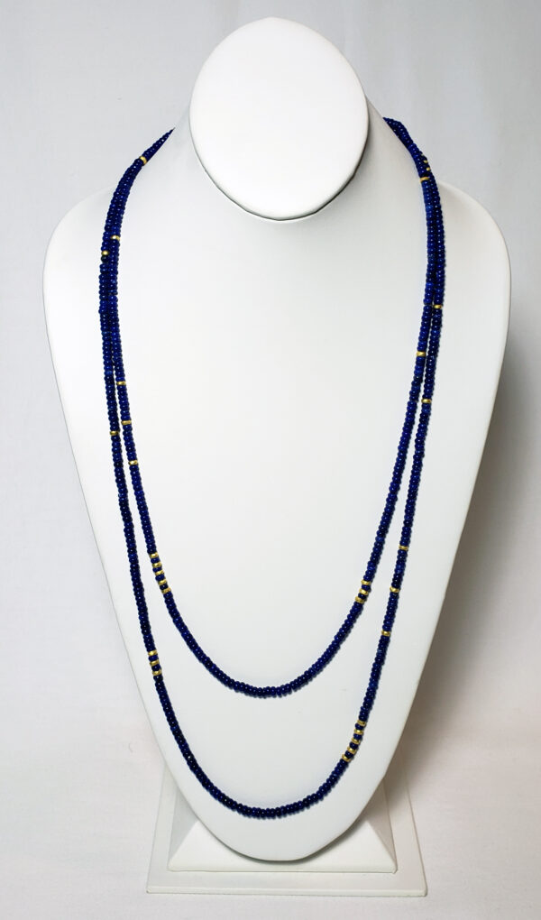 60" Lapis & 18kt Yellow Gold Necklace