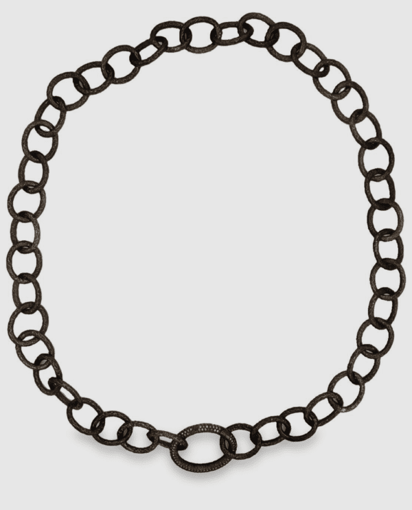 Blackened Silver Chain with Pave Diamond Clasp