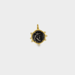 Small Coin Pendant with Diamonds