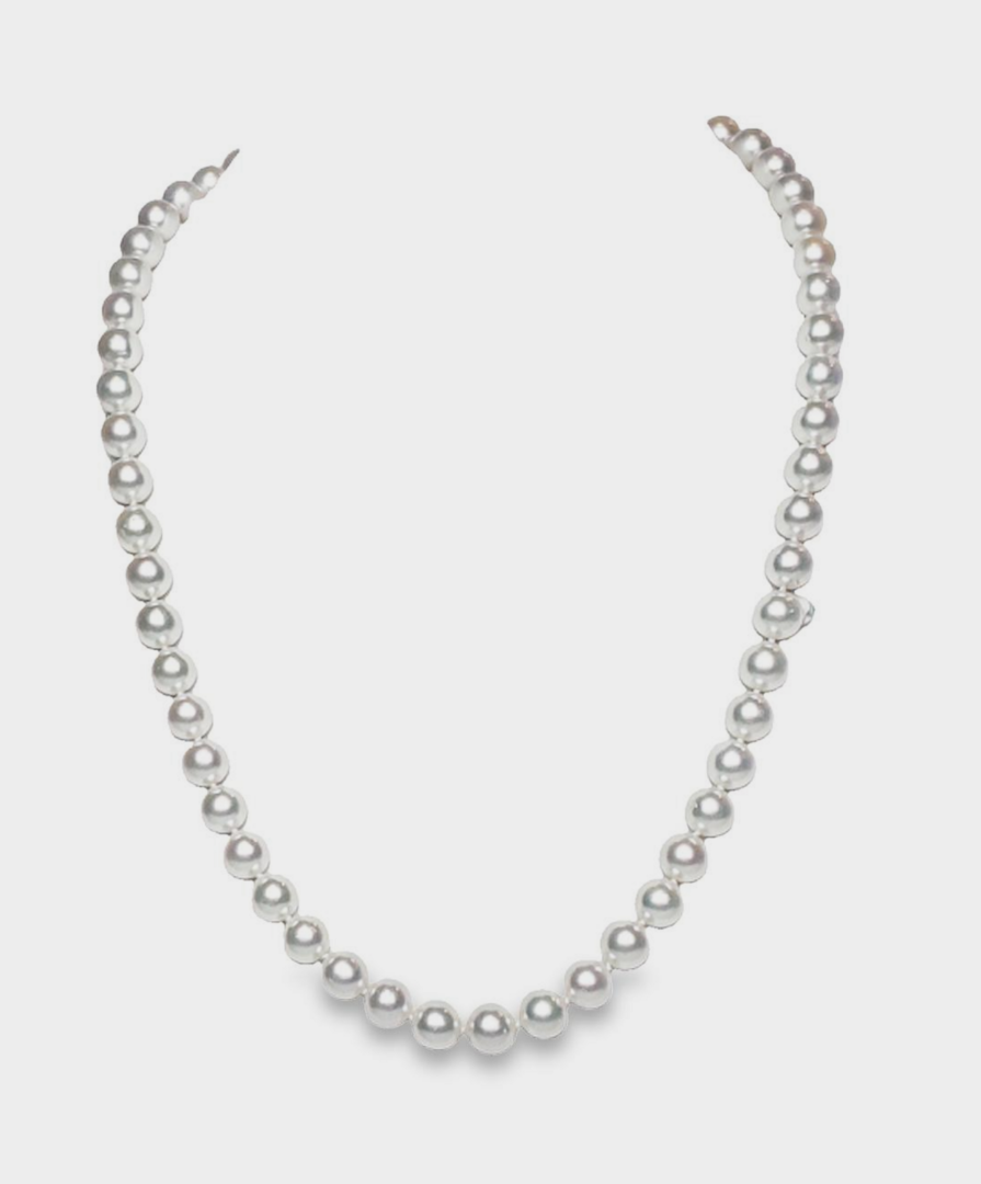 Akoya Pearl Lariat Knotted on Silk with 18kt White Gold Clasp