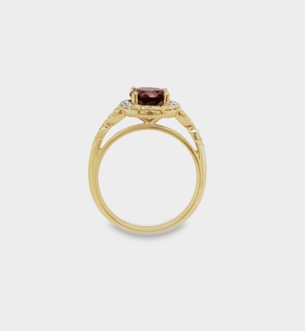 14kt Yellow Gold & Diamond Halo with Oval Pink Tourmaline Center