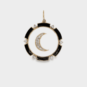 Moon Pendant, 14kt Yellow Gold, Diamond & Mother of Pearl