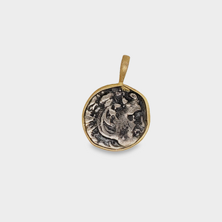 Coin Pendant, 18kt Yellow Gold & Blackened Silver