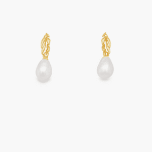 White Keshi Pearls on 18kt Yellow Gold Post