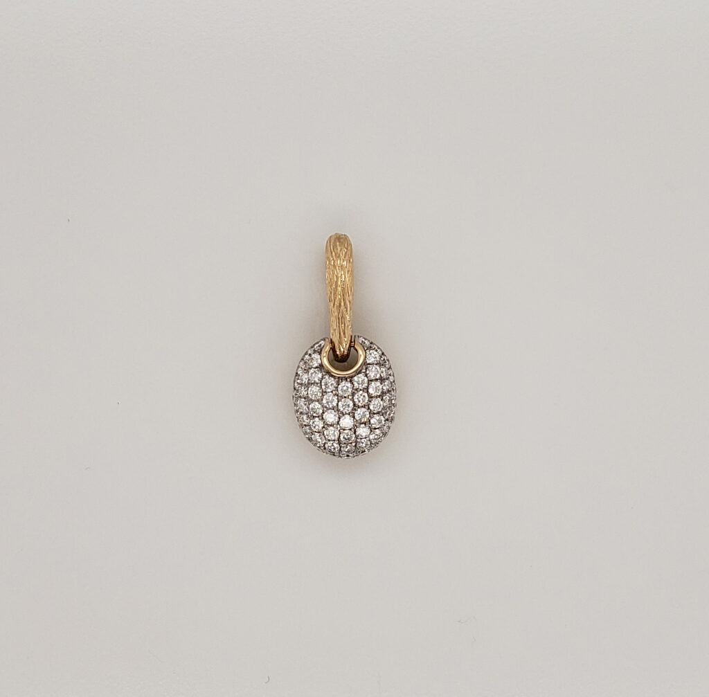 Two Tone Pave Set Diamond & 14kt Yellow Gold Pendant