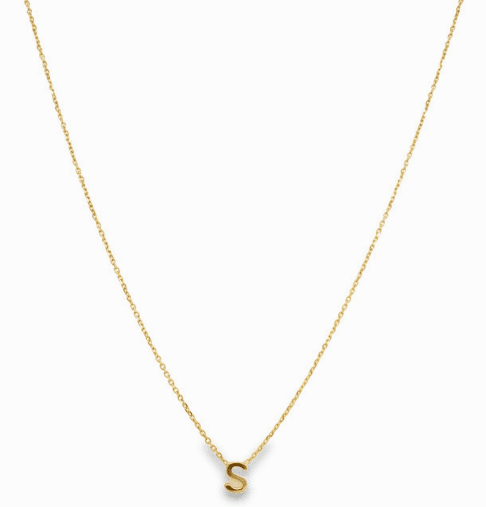 14kt Yellow Gold Initial-S Necklace with Spring Clasp