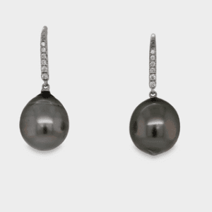 Silver/Grey Tahitian Pearls on 18kt White Gold & Diamond Findings