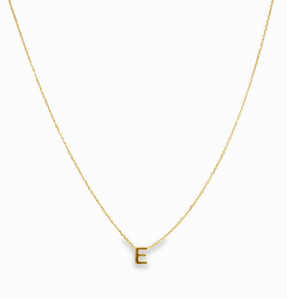 14kt Yellow Gold Initial-E Necklace with Spring Clasp