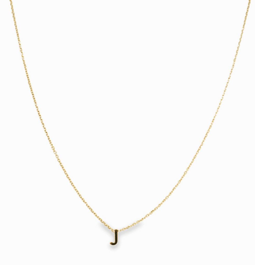 18" 14kt Yellow Gold Initial-J Necklace with Spring Clasp