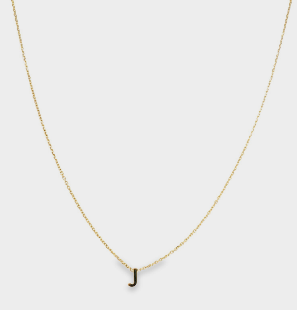 18" 14kt Yellow Gold Initial-J Necklace with Spring Clasp