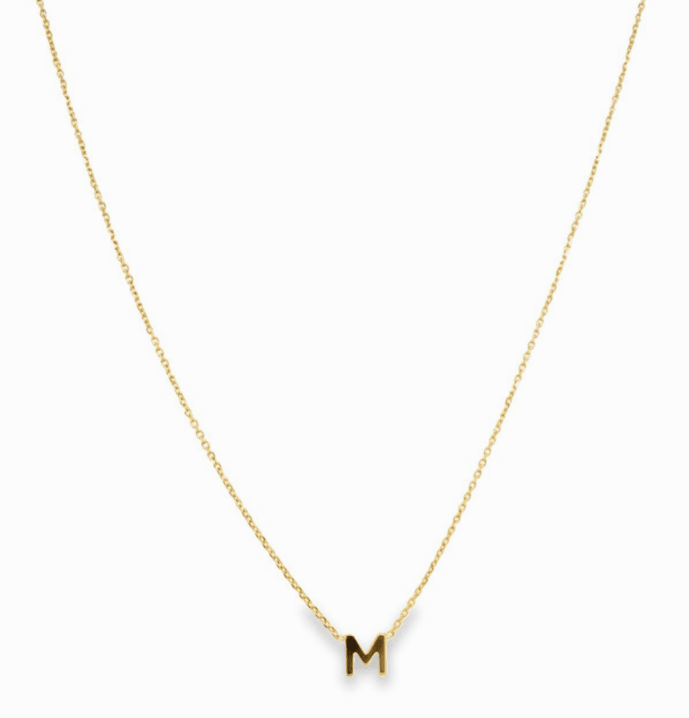14kt Yellow Gold Initial-M Necklace with Spring Clasp