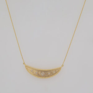 14kt Yellow Gold & Diamond (0.11tcw) Crescent Moon Necklace