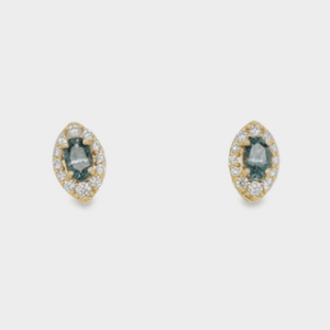 14kt Yellow Gold Montana Sapphire & Diamond Earrings