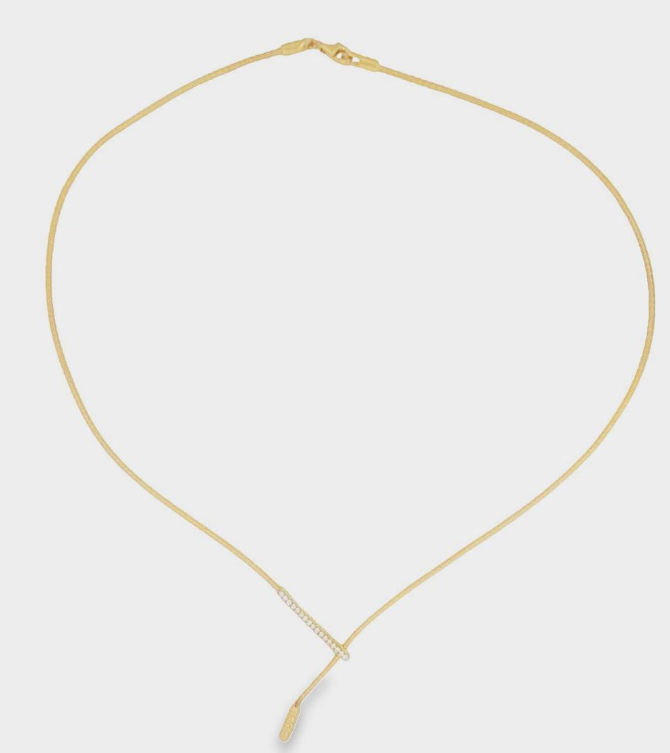 14kt Yellow Gold & Diamond Bar Lariat Necklace