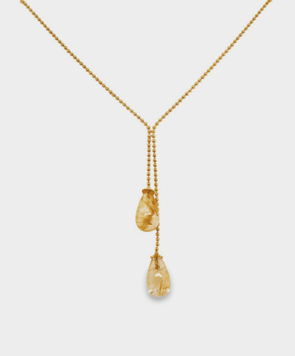 Sun Stone Drops on 18kt Yellow Gold Chain