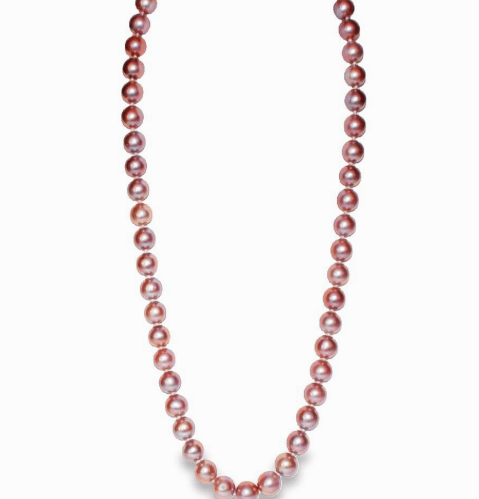 Pink Fresh Water Pearls Knotted on Silk with 18kt Yellow Gold & Diamond Clasp