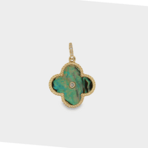 Clover Pendent, 14kt Yellow Gold, Diamond (0.46ct), Abalone
