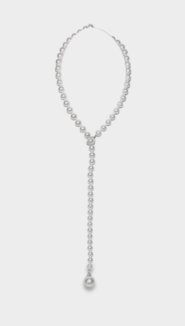 Akoya Pearls & White South Sea Drop with 18kt White Gold & Diamond Clasp & Cap