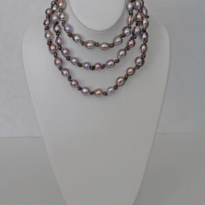 Pink Edison Fresh Water Pearls with Light Silver Tahitian Pearl, 18kt Yellow Gold Caps & Clasp