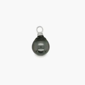 Black Tahitian Pearl on 18kt White Gold and Diamond Cap