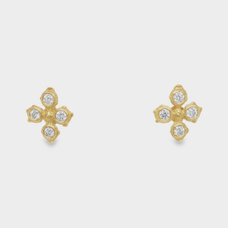 18kt Yellow Gold & White Diamonds Post Earrings