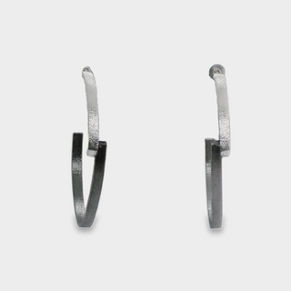 Partially Oxidized Sterling Silver Hoop Earrings