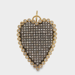 Blackened Silver Heart Pendant with 14kt Yellow Gold and Diamonds